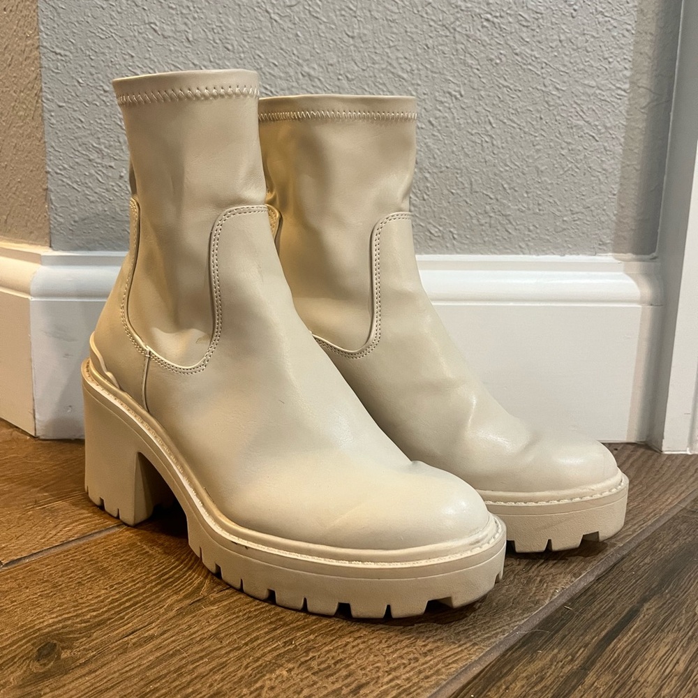 Beige Stradivarius Platform Boots